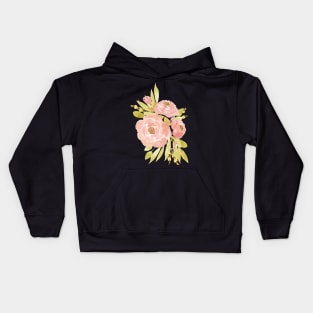 Blush pink watercolor roses Kids Hoodie